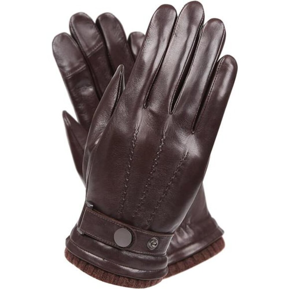 Mens Winter Cold Weather Warm Leather Driving Gloves for Men Wool/Cashmere
